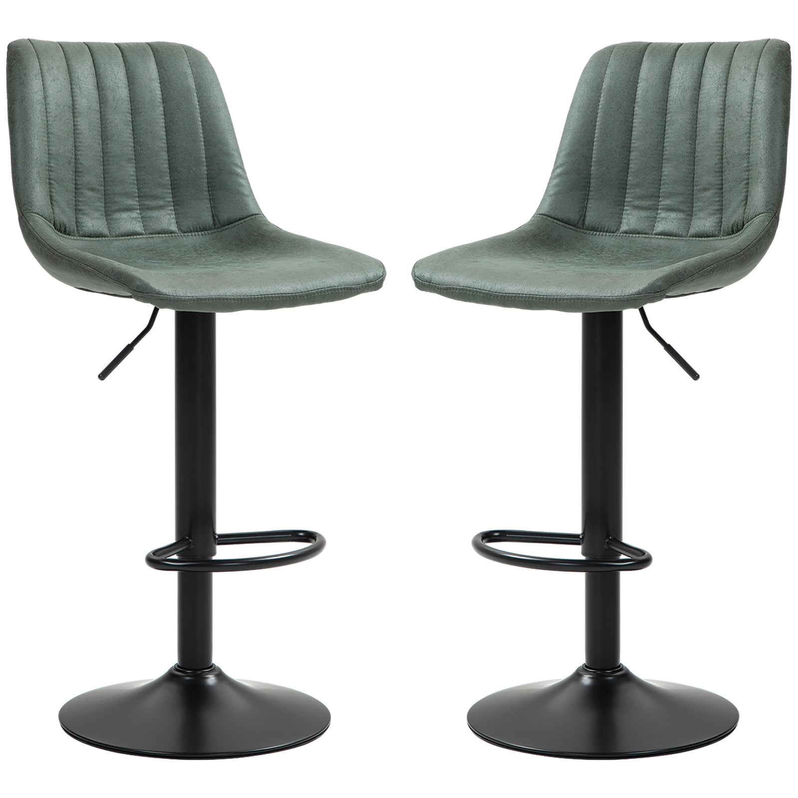 Set Of 2 Microfibre Retro Tub Bar Stools | Green