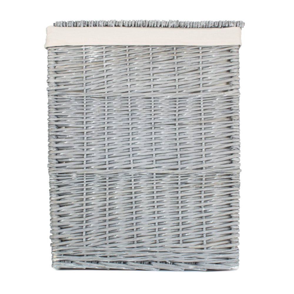 Grey Wash Square Laundry Basket With White Lining | Small | White