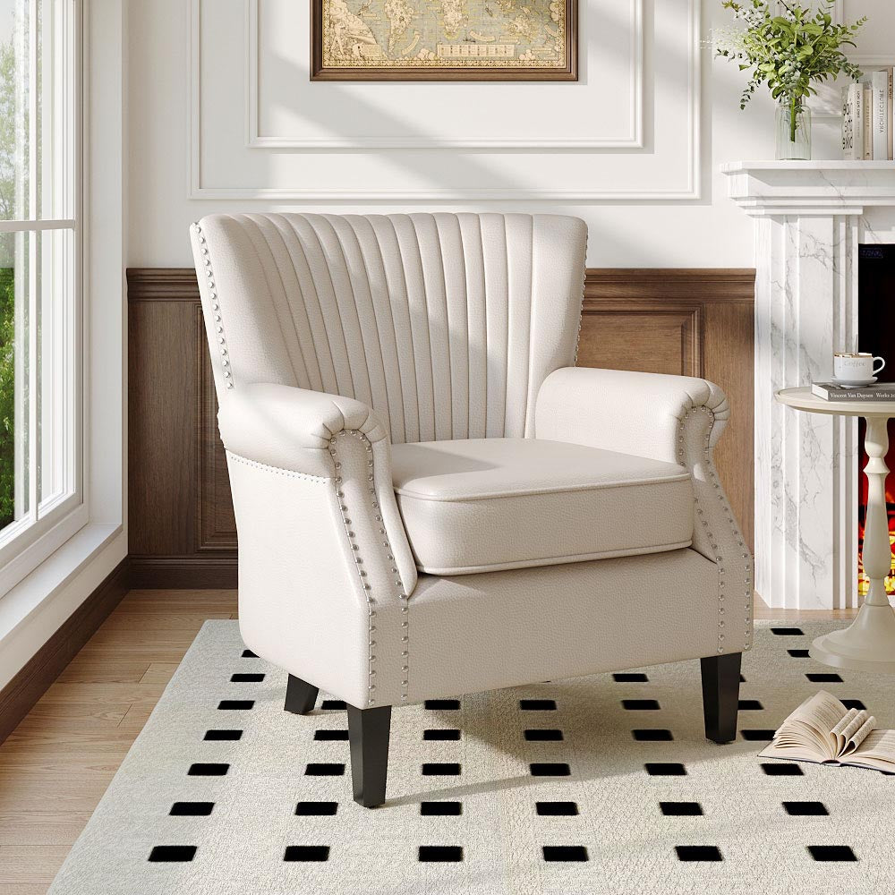 Channel Deep Cushioned Armchair With Nailhead Trim