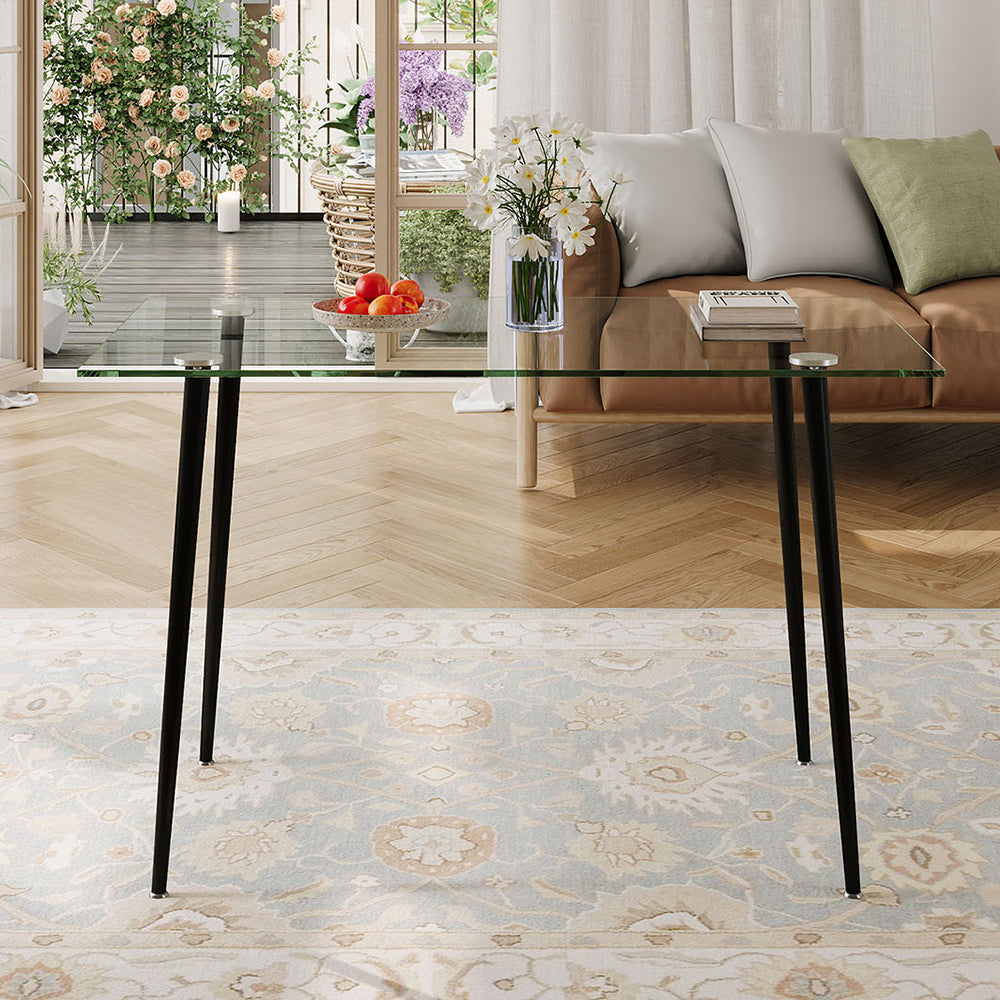 120cm W X 70cm D X 75cm H Modern Dining Table With Tempered Glass Tabletop & Metal Legs