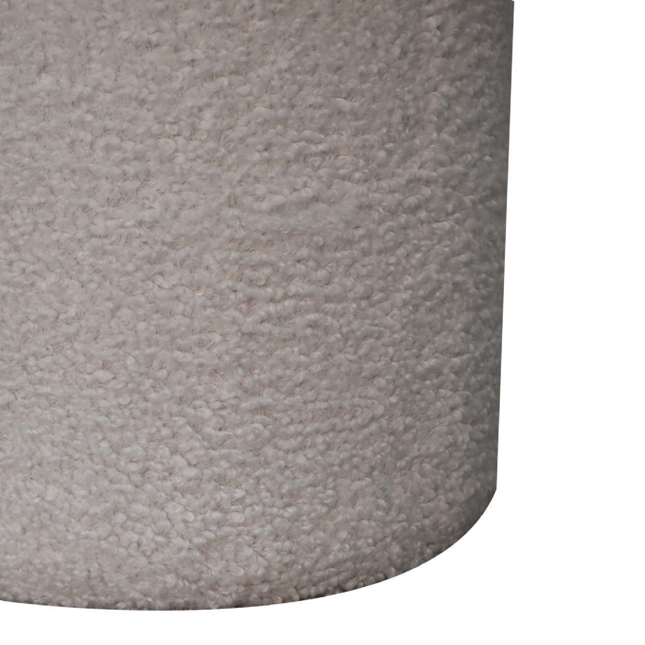 Solid Mango Wood White Boucle Mushroom Footstool