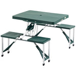 Picnic Table Chair Set 4 Seat Aluminium Pp W/ 2.7cm Hole | Green