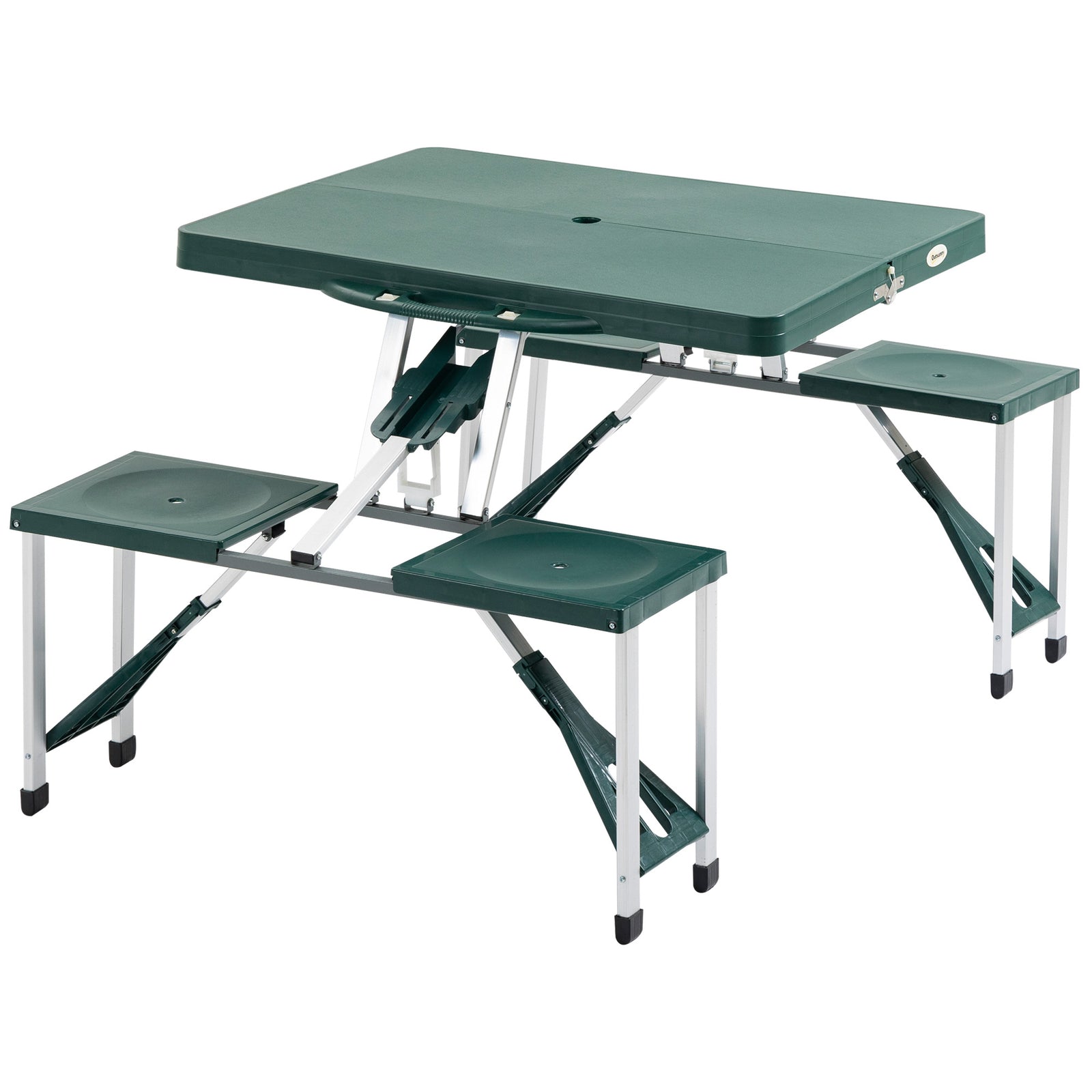 Picnic Table Chair Set 4 Seat Aluminium Pp W/ 2.7cm Hole | Green