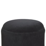Solid Mango Wood Black Velvet Nordic Style Footstool