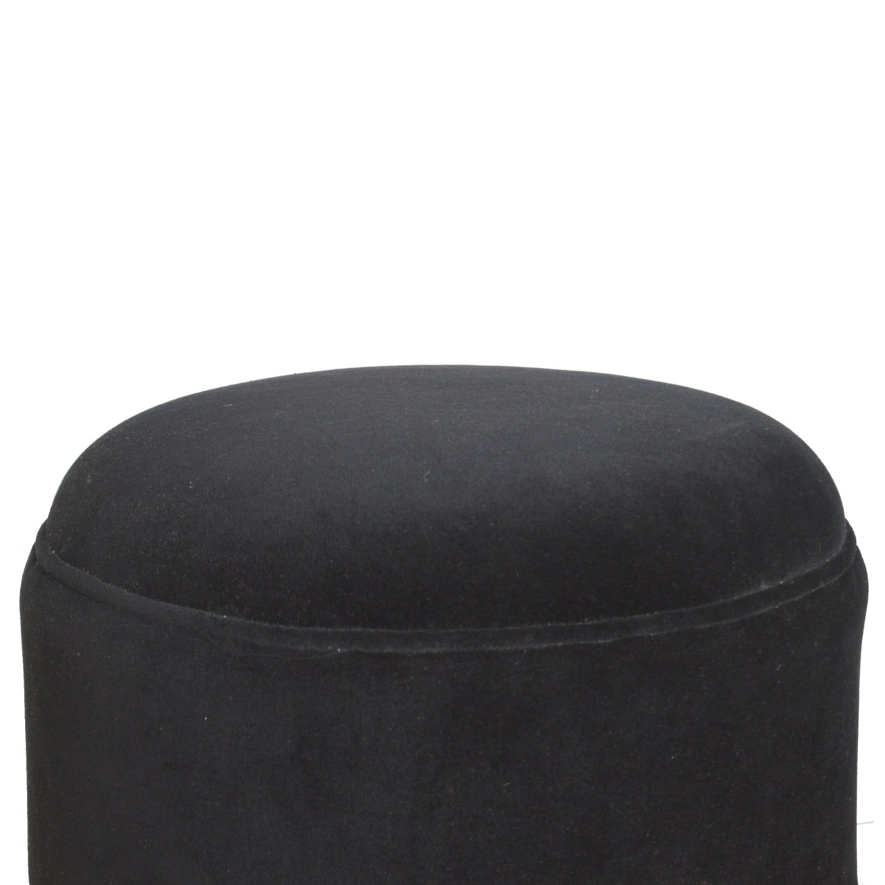 Solid Mango Wood Black Velvet Nordic Style Footstool