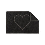 Heart Outdoor Embossed Doormat With Open Back | Small | Black
