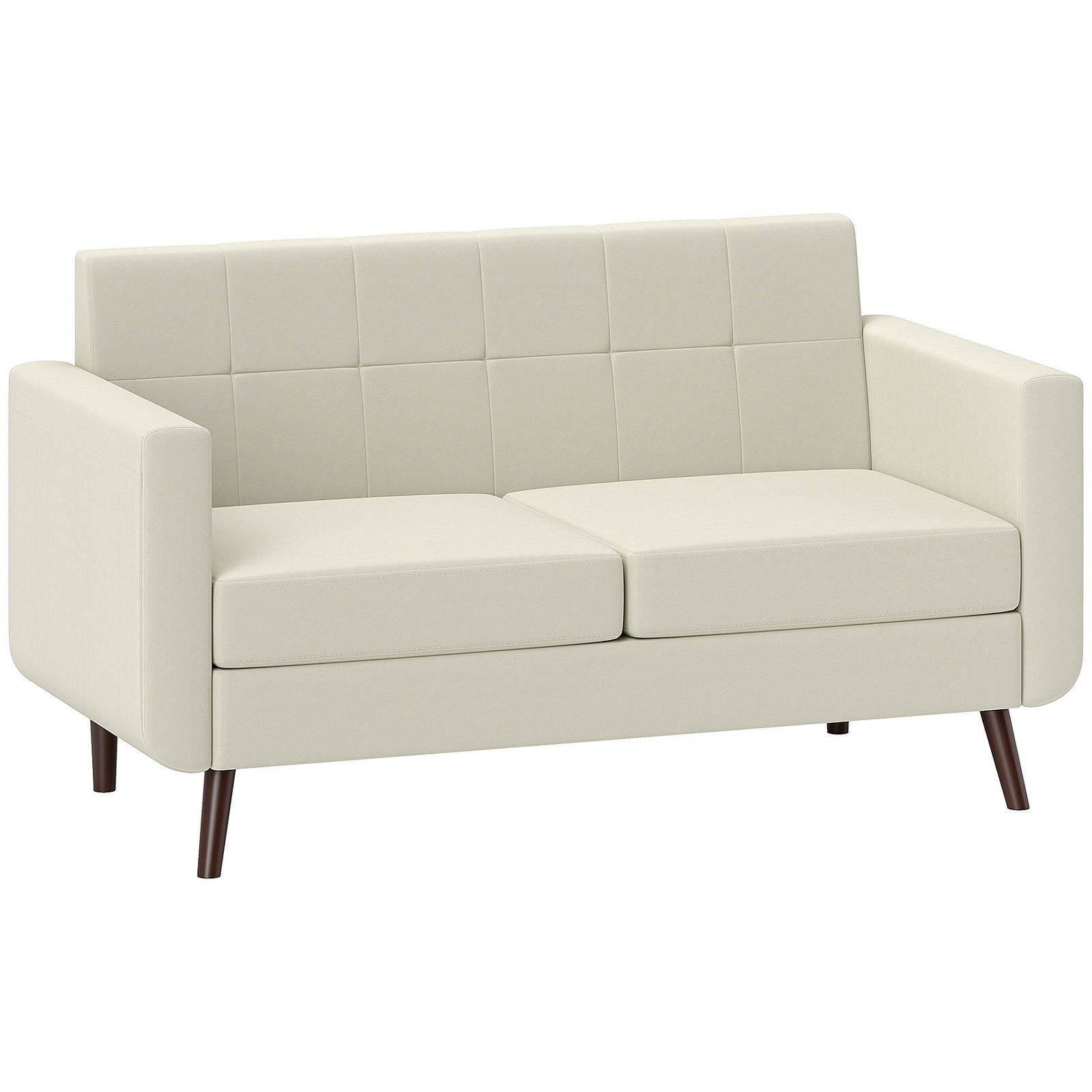 Modern Loveseat Upholstered Fabric Sofa, Cream