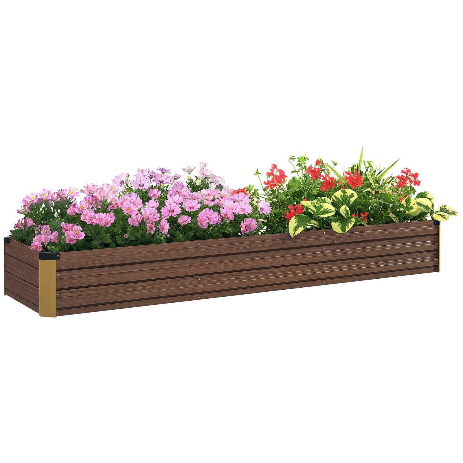 Galvanised Raised Bed For Garden, Outdoor Elevated Planter Box | Dark Brown