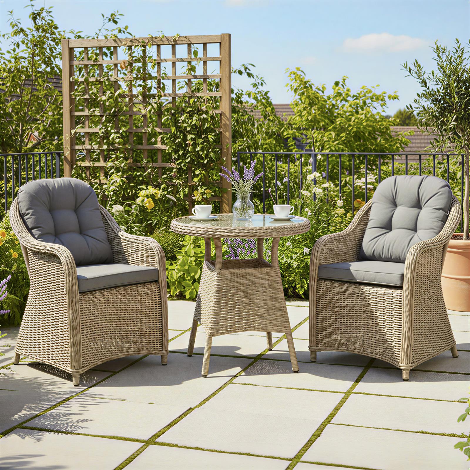 Sicilia Rattan 2 Seat Bistro Set | 2 Seat | Sandy Oak