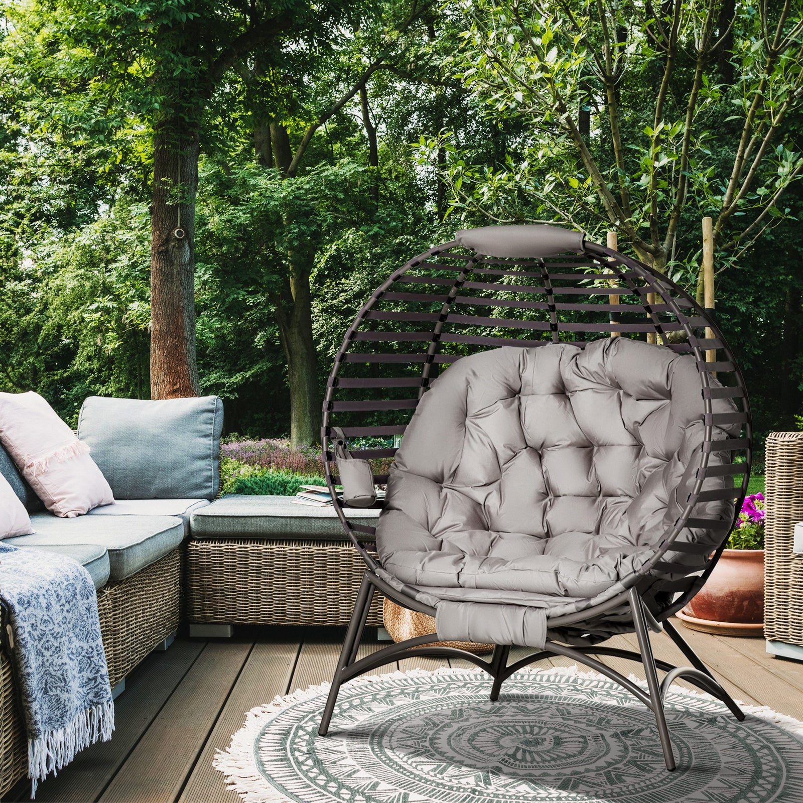 Egg Chair With Cushion Steel Frame