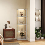 Led Floor Lamp With Glass Shelves, Dimmable Room Lamp | Grey
