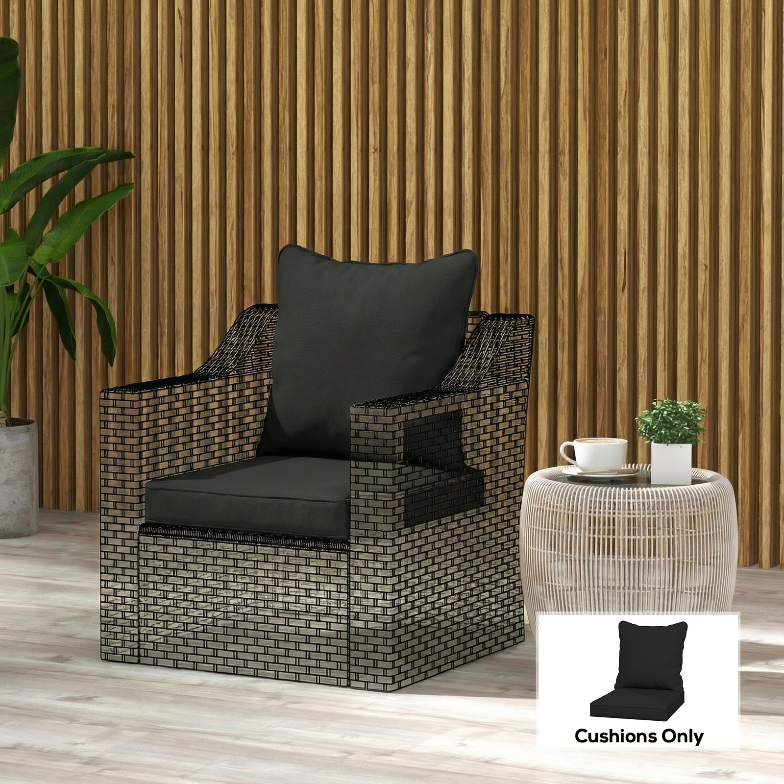 Cushion Set With Seat & Back Pad, Cushion Only | Black