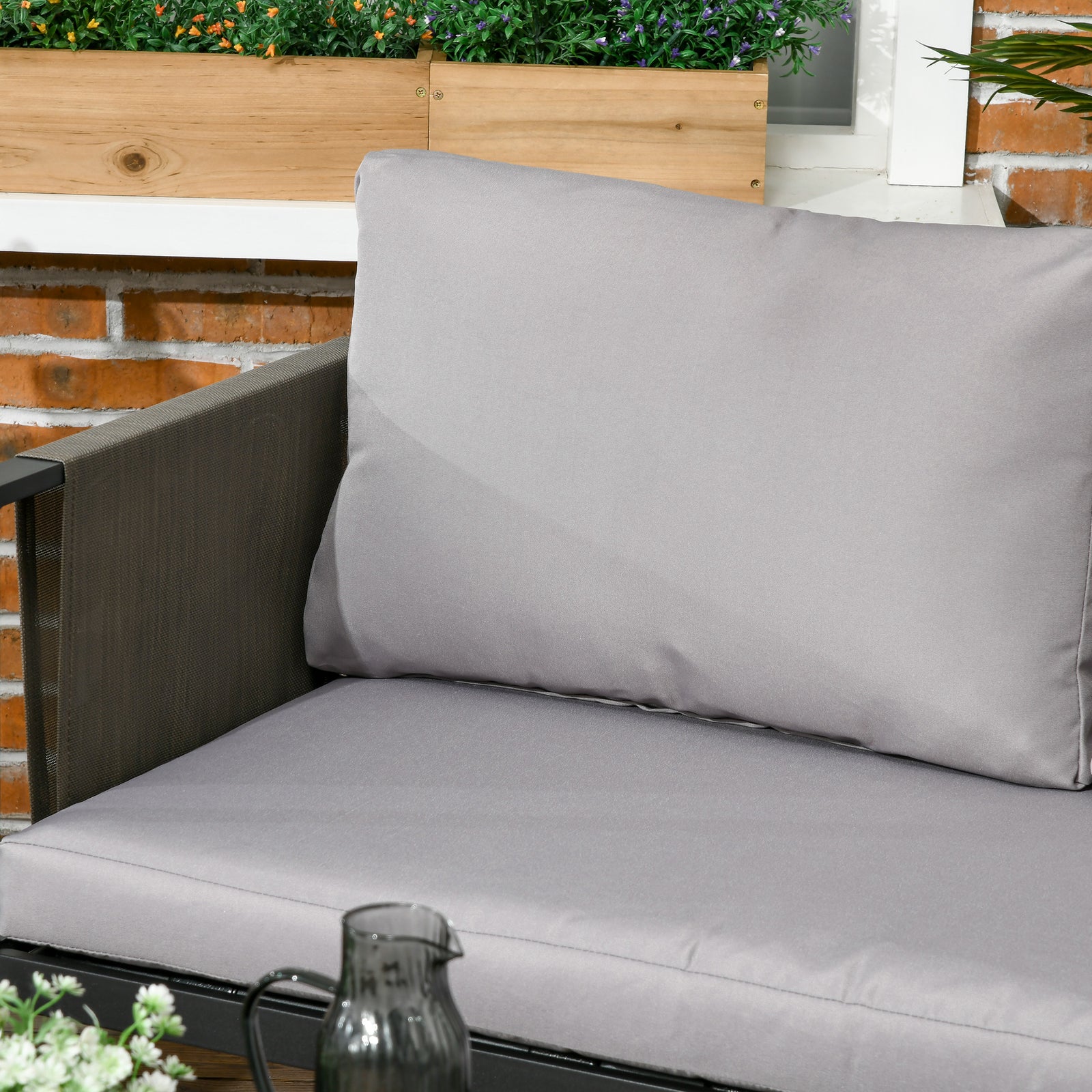 4 Piece Garden Sofa Set Tempered Glass Table