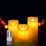 3pcs Realistic Wax Led Flameless Candle Set– Remote Control & Flickering Wick