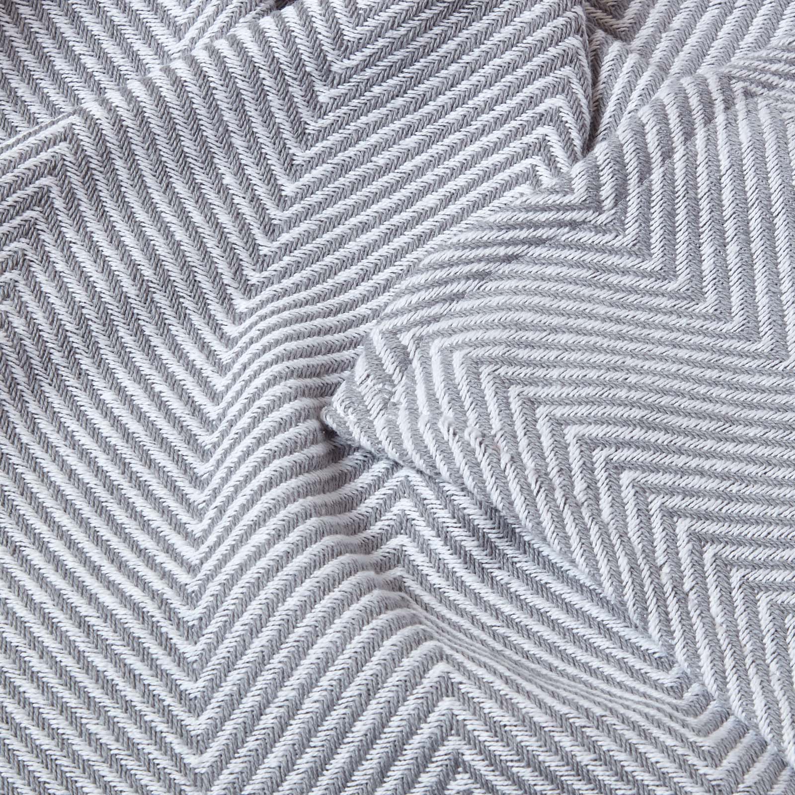 Cotton Halden Chevron Grey Throw | 225cm x 255cm | Grey