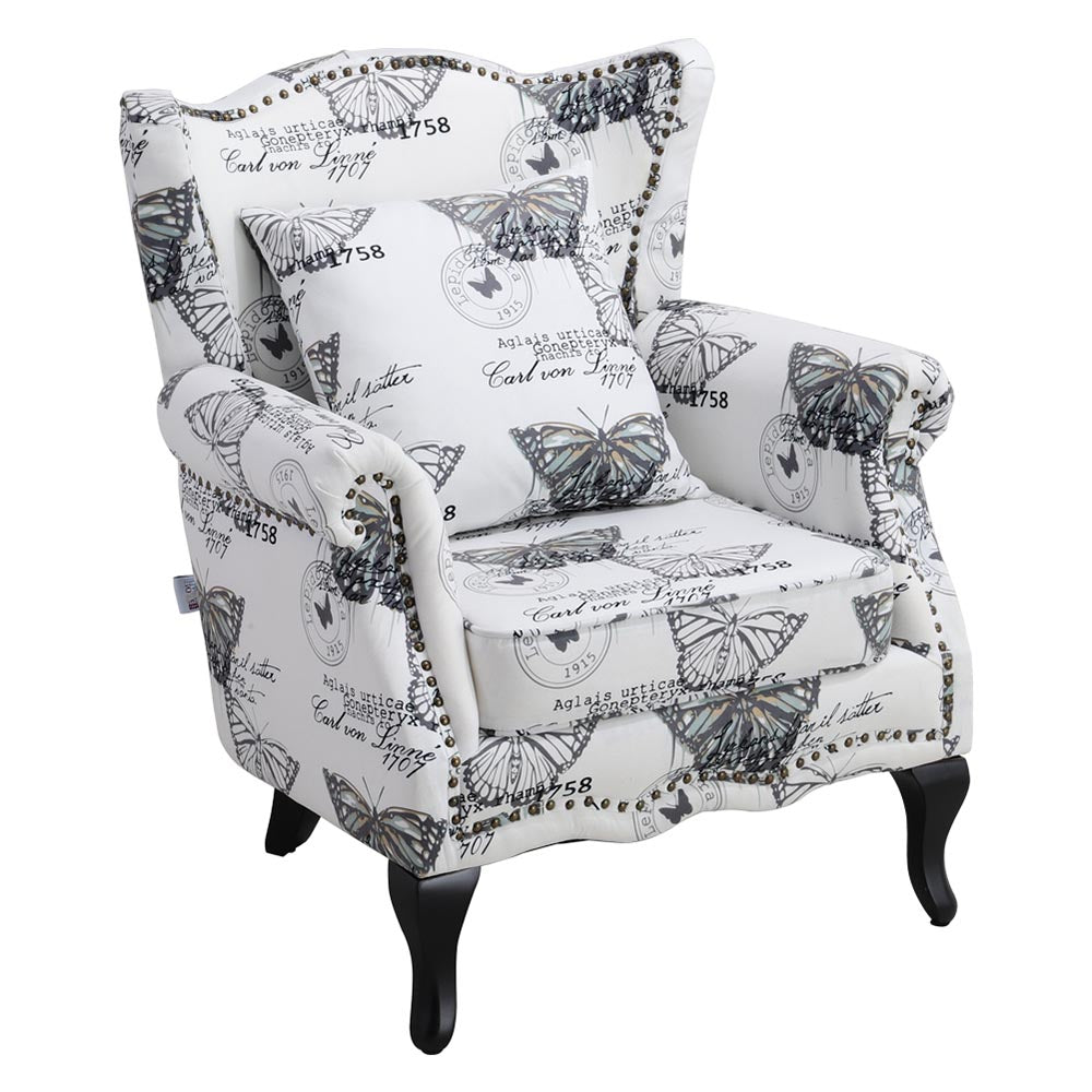 Retro Butterfly Wingback Studded Armchair