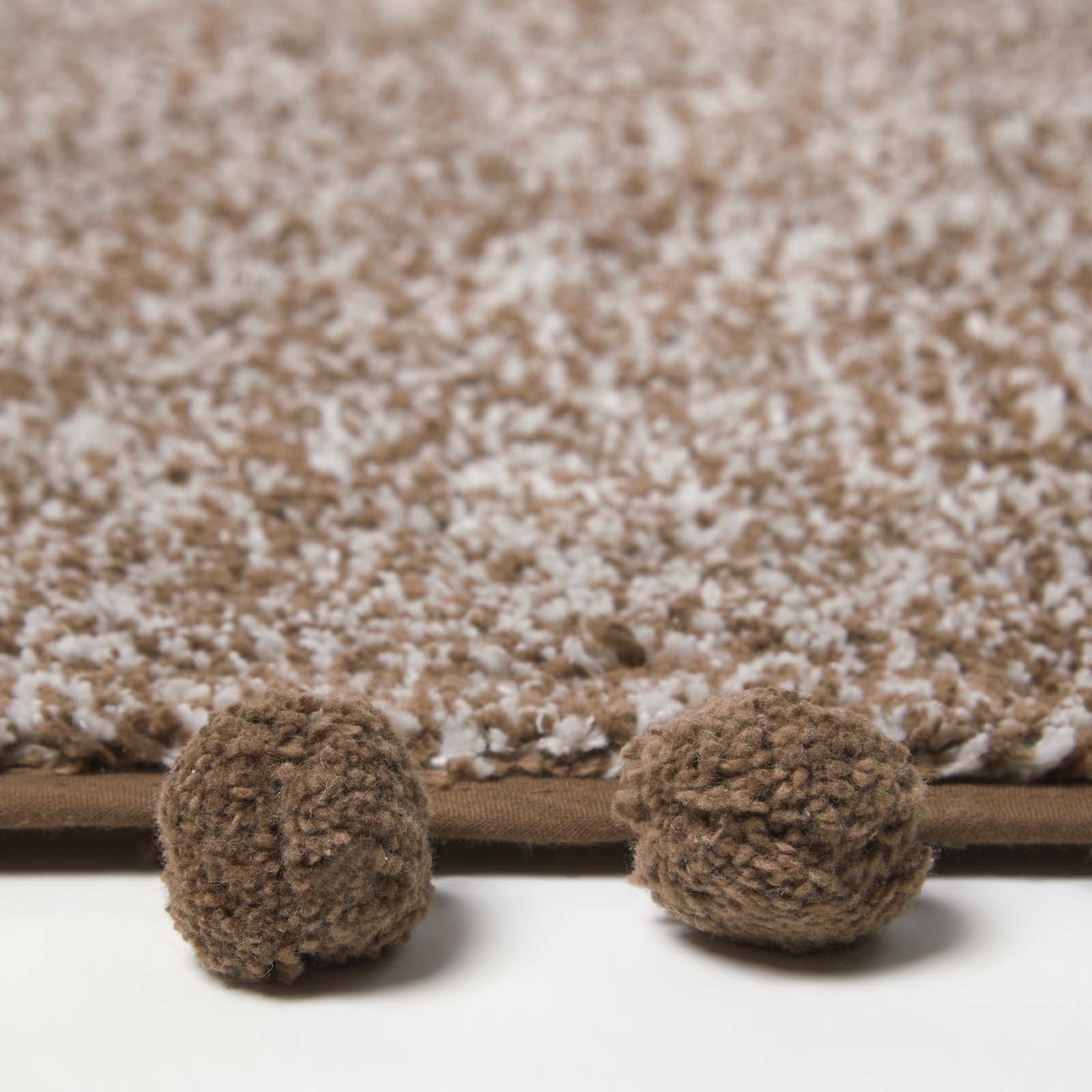 Tufted Cotton Bath Mat With Pom Pom Edges | 50 x 80cm | Chocolate Brown