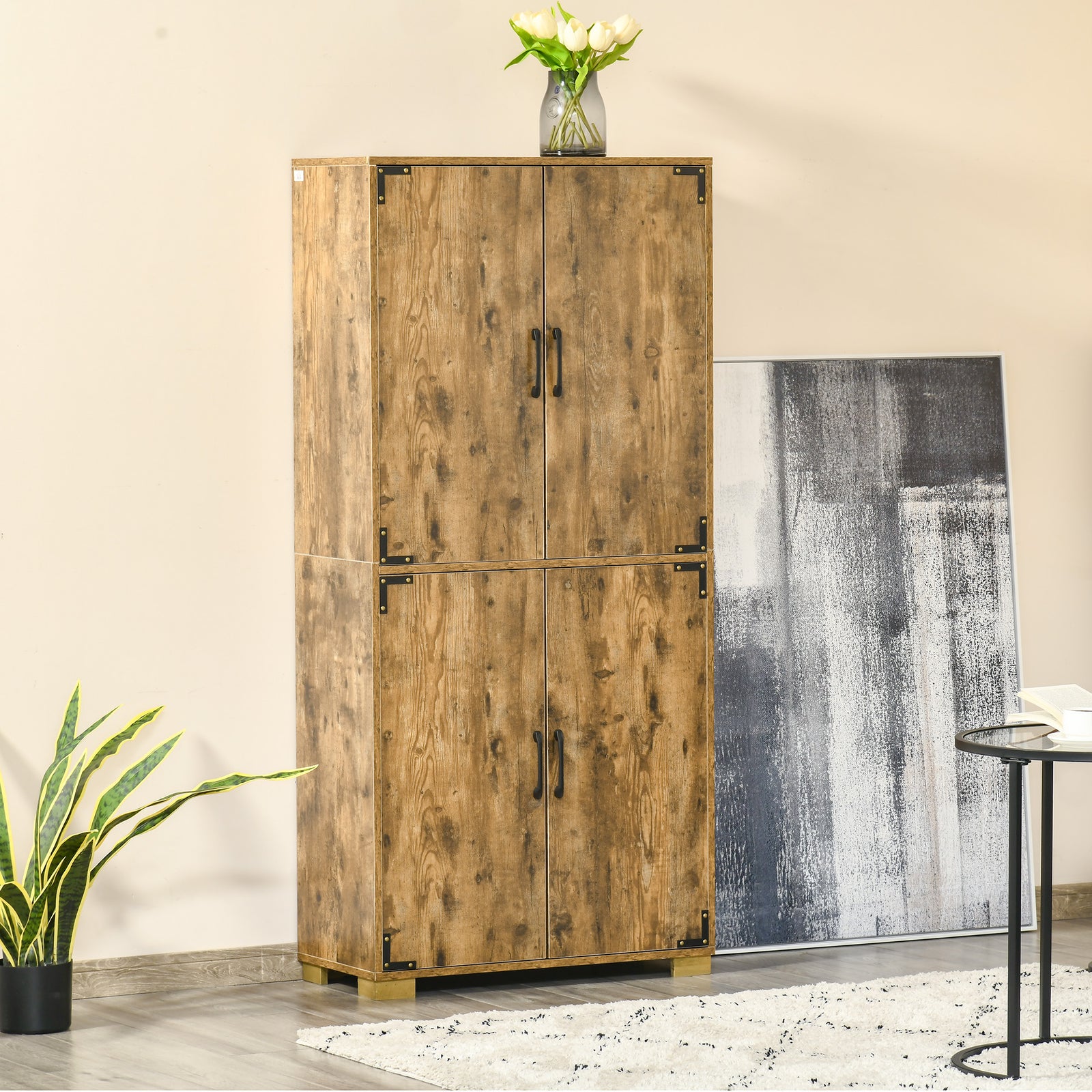 Farmhouse 4-door Cabinet With Storage Shelves Bedroom
