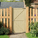 90cm W X 180cm H Solid Wood Panel Door With Natural Finish, Classic Vertical Plank Design With Door Latch