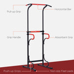 Adjustable Power Tower Station With Grips | Black