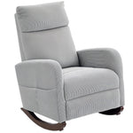 Modern High Back Corduroy Leisure Rocking Chair For Nursery | Grey