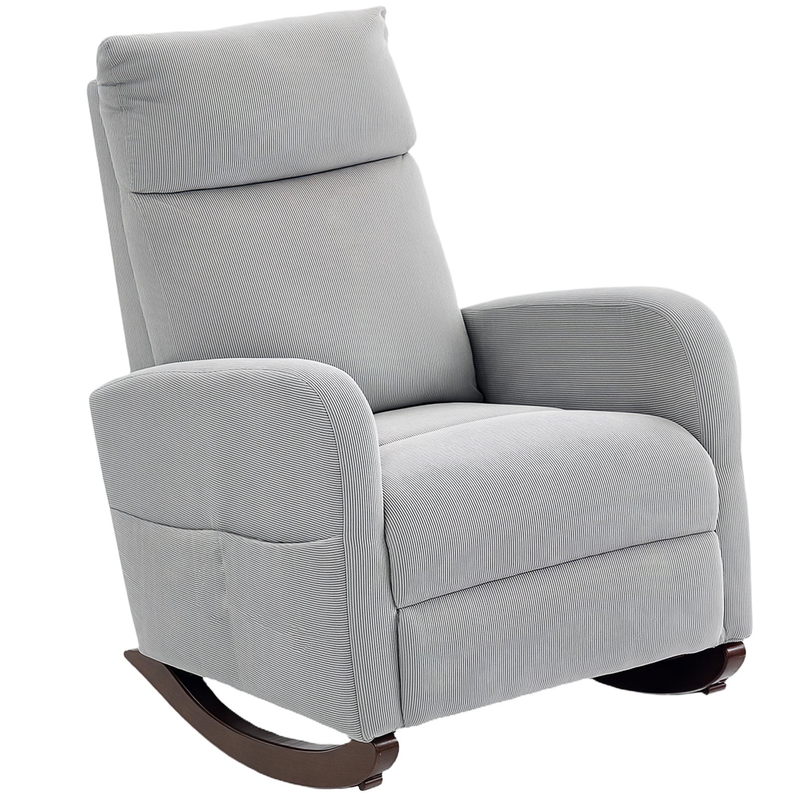 Modern High Back Corduroy Leisure Rocking Chair For Nursery | Grey