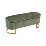 Corduroy Upholstered Storage Bench | Green