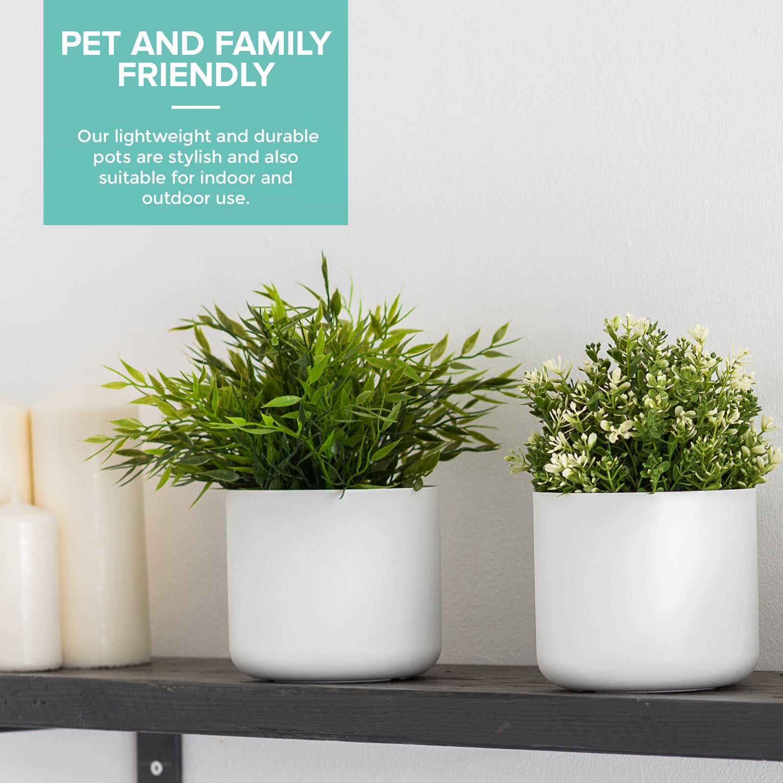 14cm Round Plant Pot Set Of 2 - Matt White