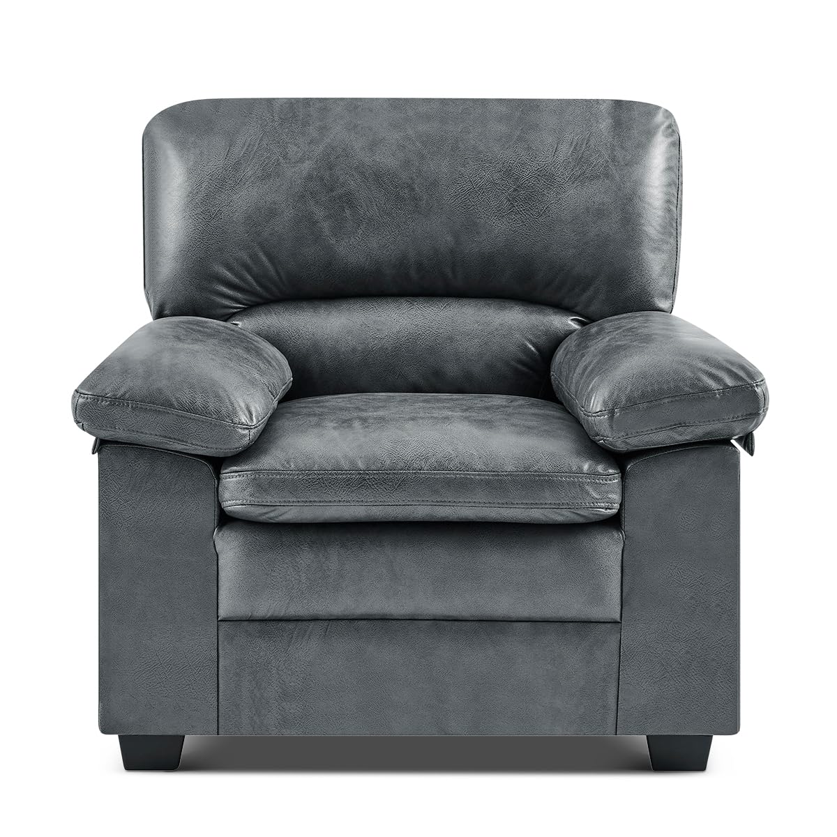 Oxford Faux Leather Sofa 1 Seater | Dark Grey