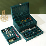Dyzi Velvet 3-layer Lockable Jewellery Box Multi-functional Storage Case