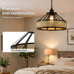 Emitto Modern Ceiling Pendant Light Shade Industrial Hemp Rope Lamp Shade