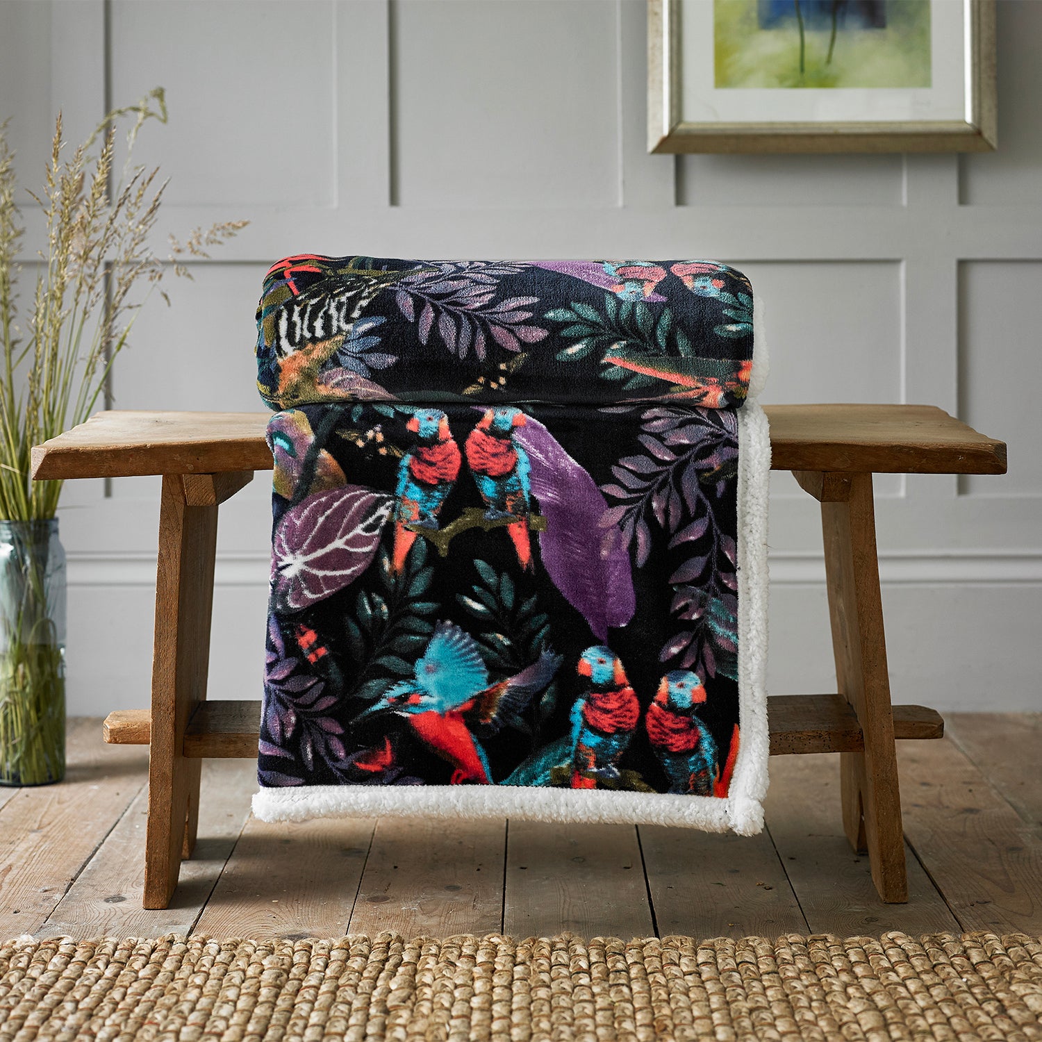 Snuggle Warm Fleece 140x180cm Throw Exotic Birds