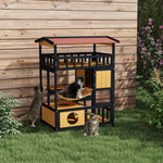 Outdoor Cat House W/ Suspension Bridge, Houses, Balcony