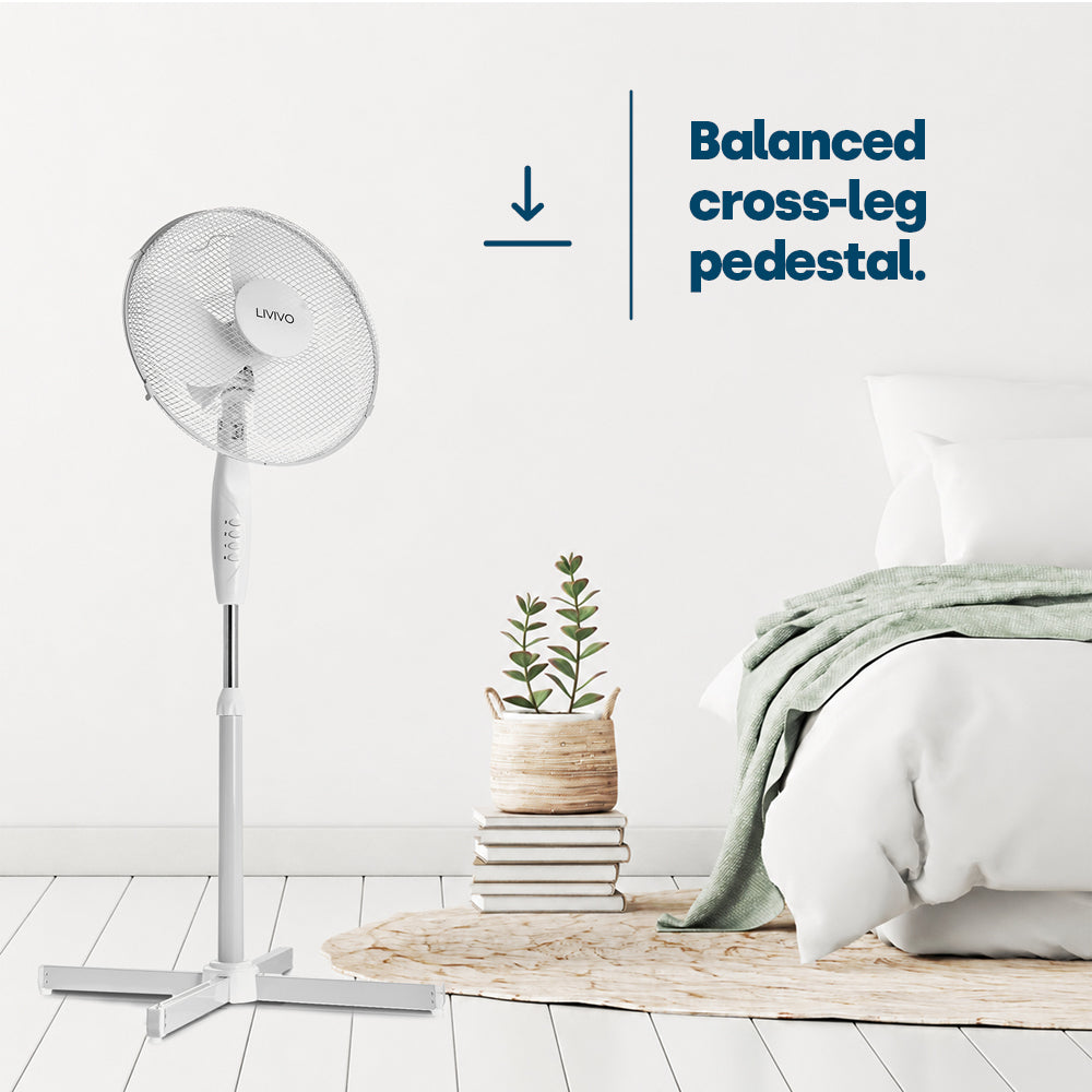 16 Inch Pedestal Fan White Oscillating