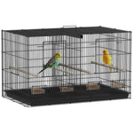 Bird Cage With Divider, 4 Wooden Perches, Slide Out Tray, Black