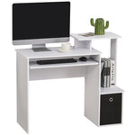 Computer Desk, Sliding Tray, Drawer | White