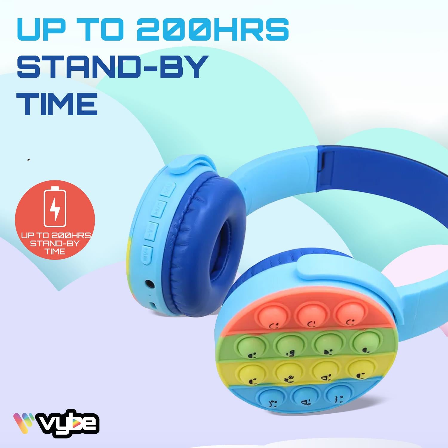 Push-pop Fidget Tool Aux Cable Wireless Kids Headset | Blue