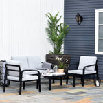 4pcs Garden Sectional Loveseat Set W/ Cushion