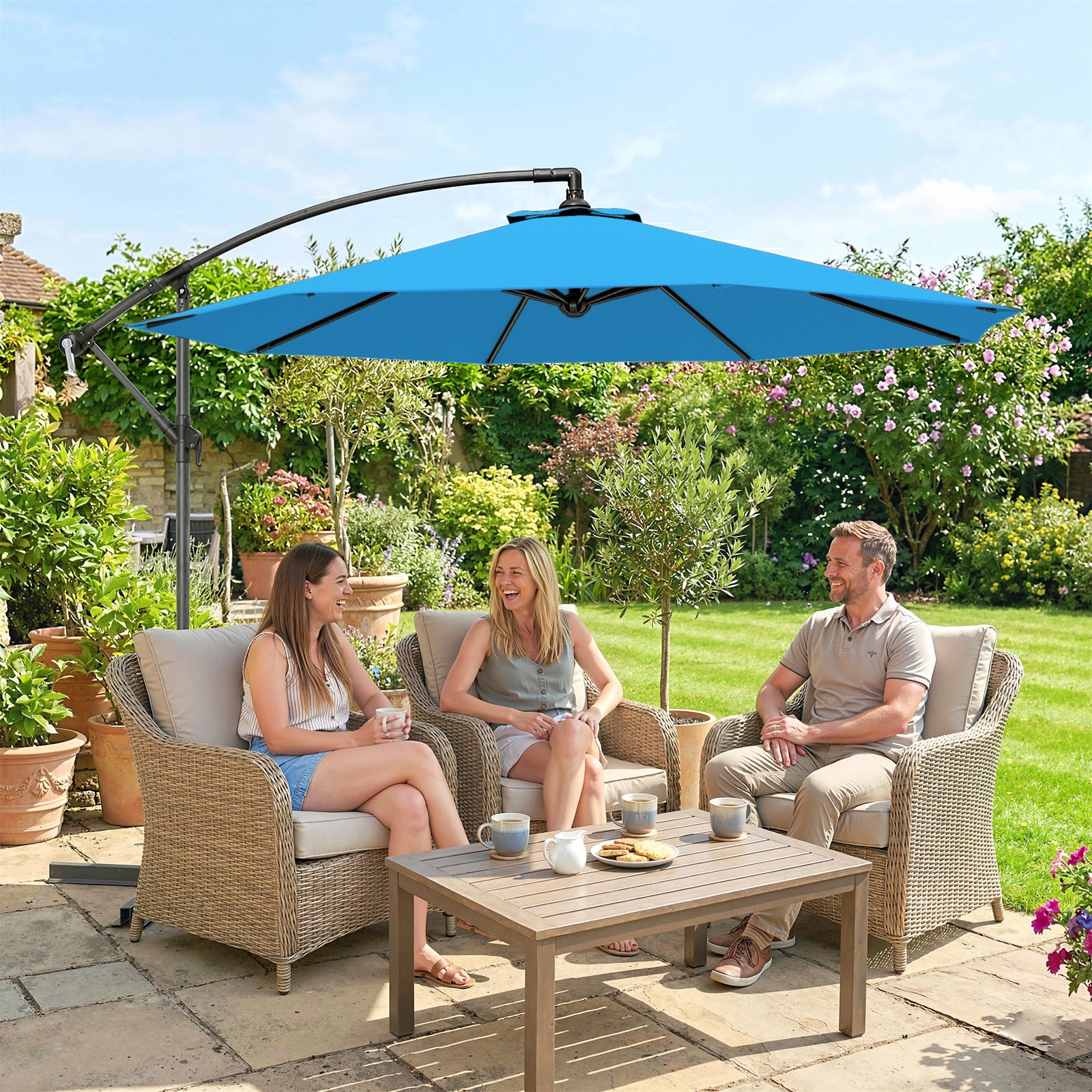3(m) Banana Parasol Cantilever Umbrella Garden | Blue
