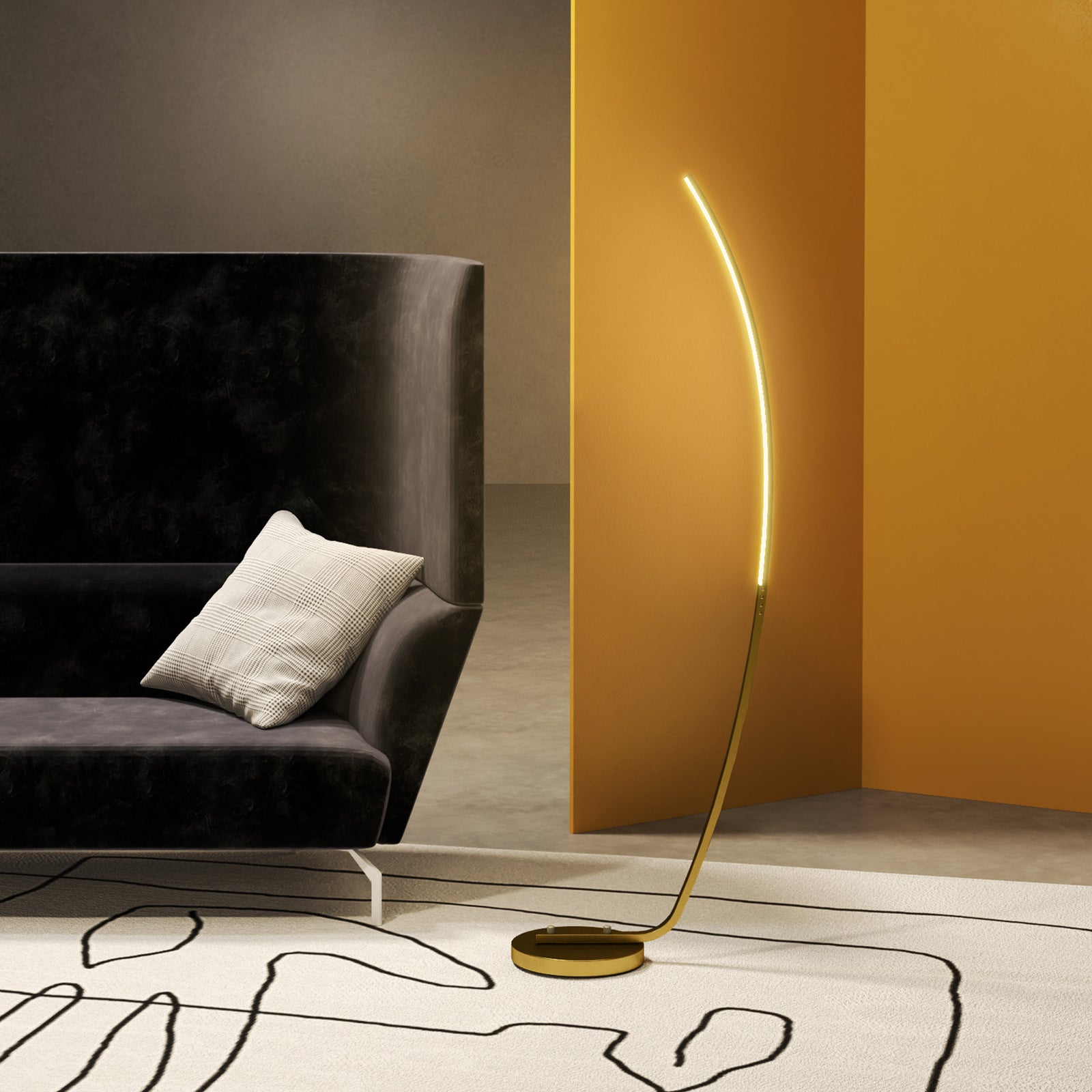 Floor Lamp With Led Strip, Standing Lamp For Living Room