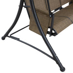 3 Seat Metal Fabric Backyard Balcony Patio Swing Chair | Brown