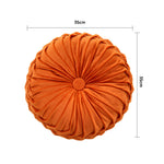 Round Pumpkin Velvet Cushion Soft Pleated Accent Pillow | Small | Orange