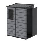 5x4 Ft Outdoor Plastic Storage Shed With Floor & Window, Lockable, Wood Grain Design