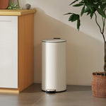 Kitchen Bin, 30 Litre Pedal Rubbish Bin With Removable Bucket | Cream