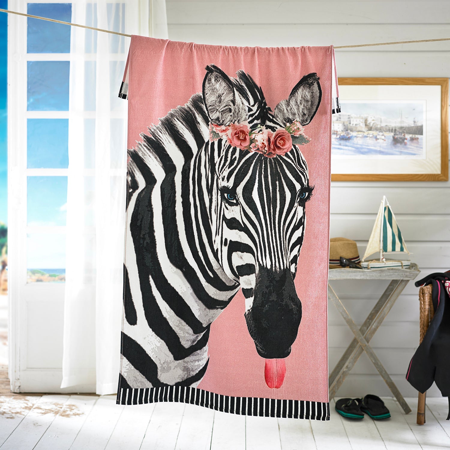 Zebra Printed Velour 75x150cm Cotton Beach Towels