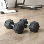 Rubber Hex Dumbbell Portable Hand Weights Home Gym | 30kg | Black