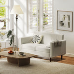 Modern Loveseat Upholstered Fabric Sofa, Cream