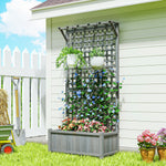 Wood Planter With Trellis For Climbing Plants Planter Box | Dark Grey