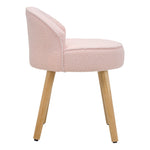Teddy Fleece Dressing Table Stool With Rubberwood Legs | Pink