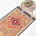 Jaipur Handwoven Brown And Orange Kilim Wool Rug | 200cm | Brown